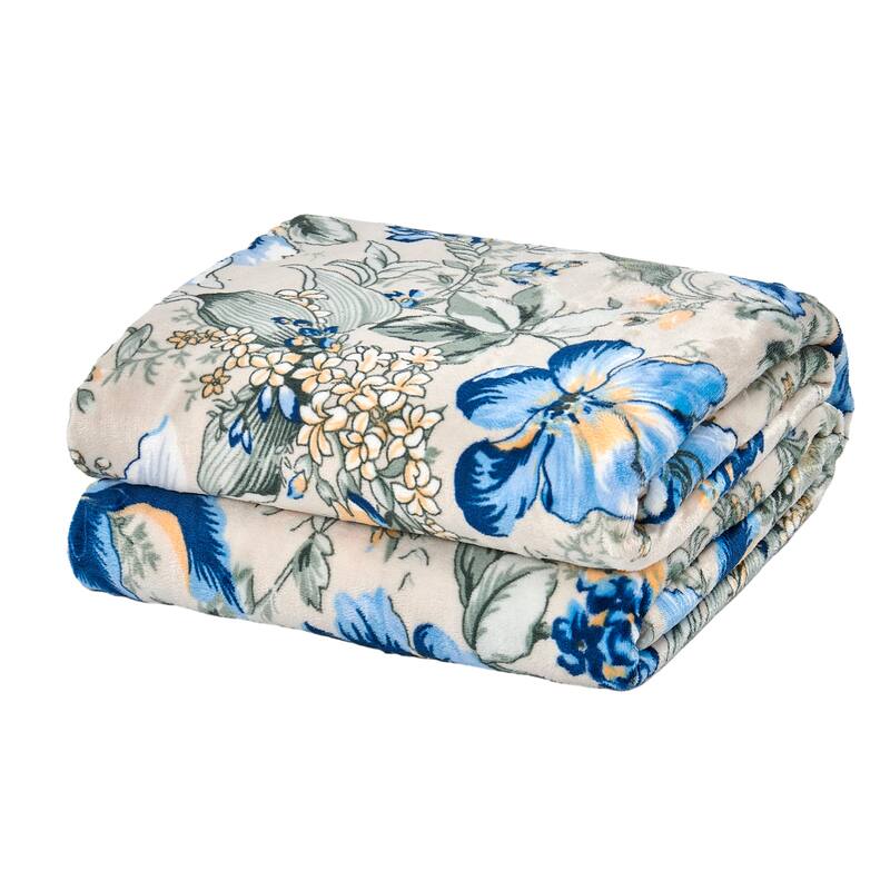 Printed Flannel Tropical Flower French / Puerto Rico Floral Throw