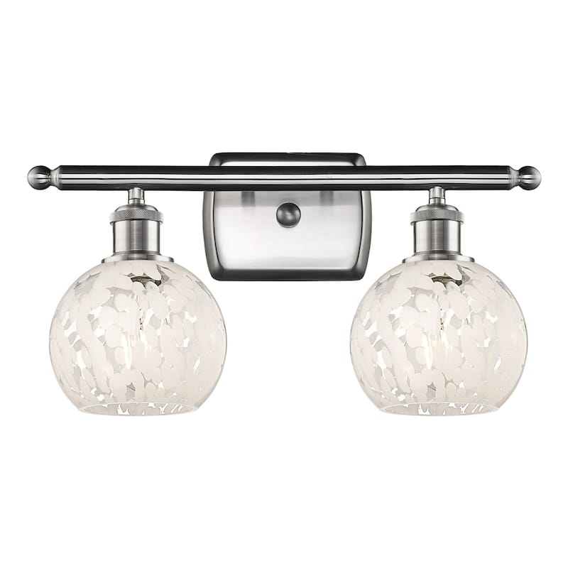 Innovations Lighting 516-2W-9-16 White Mouchette Vanity White - Brushed Satin Nickel / White Mouchette