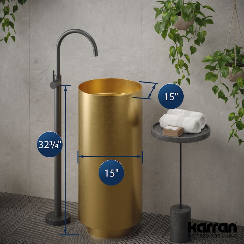 Karran Cinox Stainless Steel Round Pedestal Sink