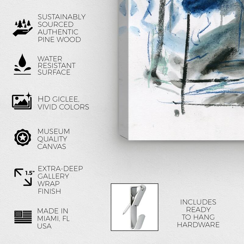 Wynwood Studio Abstract Mint Leaves Within Blue and Modern & Contemporary Wall Art Canvas Print