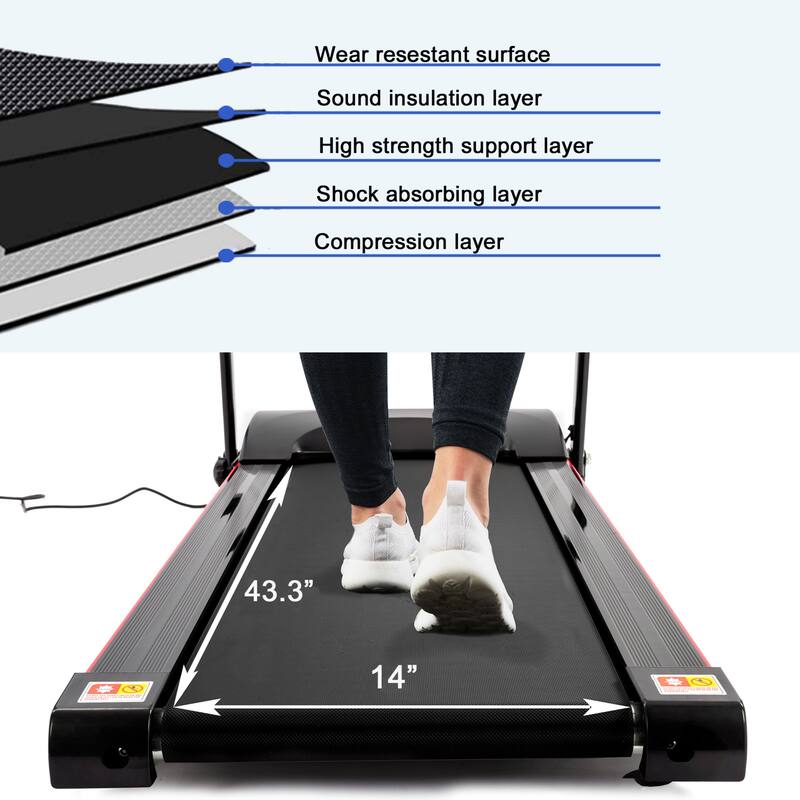 2.5 HP Stainless Steel Folable Electric Treadmill with 5 in. LCD Display and Heart Rate Sensor