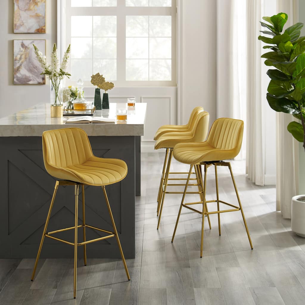 Art Leon Modern Swivel Velvet Barstool (Set of 4)