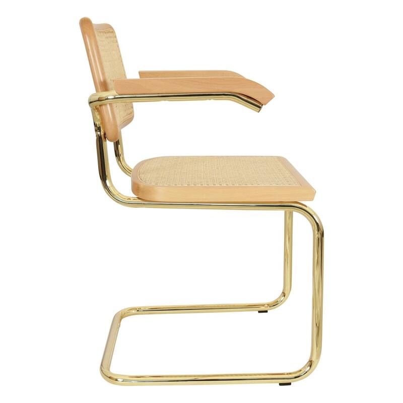 Breuer Chair Company Marcel Breuer Cesca Cane Cantilever Armchair Arm Chair w/ Brass Steel Frame (Various Wood & Cane Colors)
