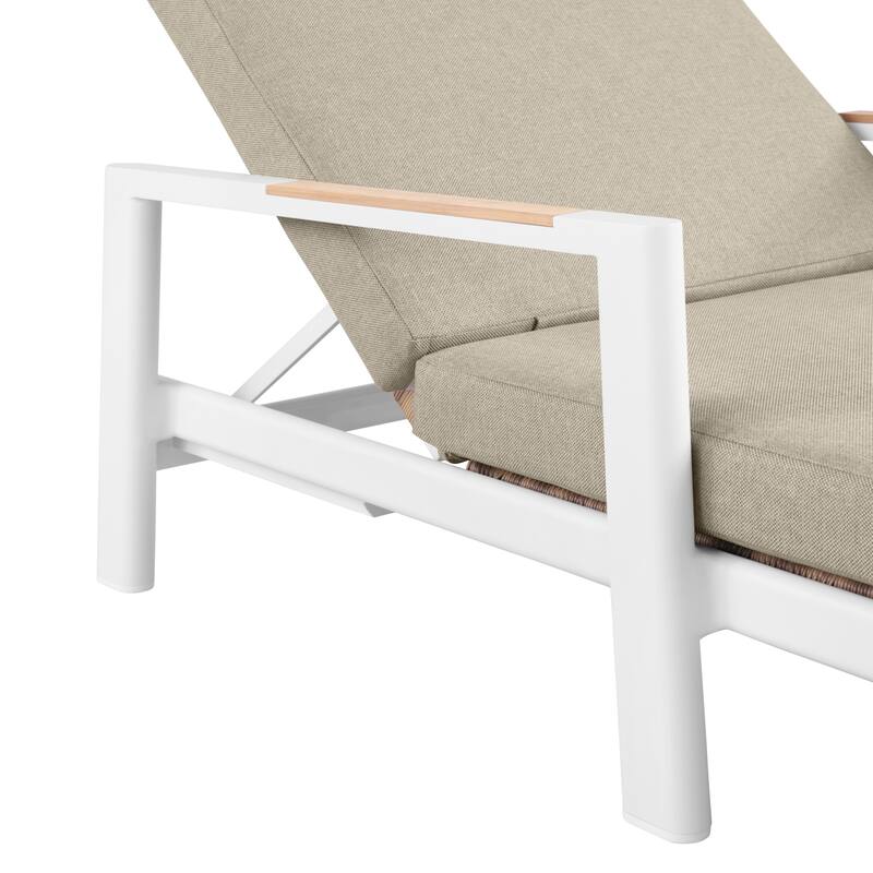 Arlo Teak & Wicker Aluminum Dual-Use Outdoor Chaise Lounge (Set of 2)