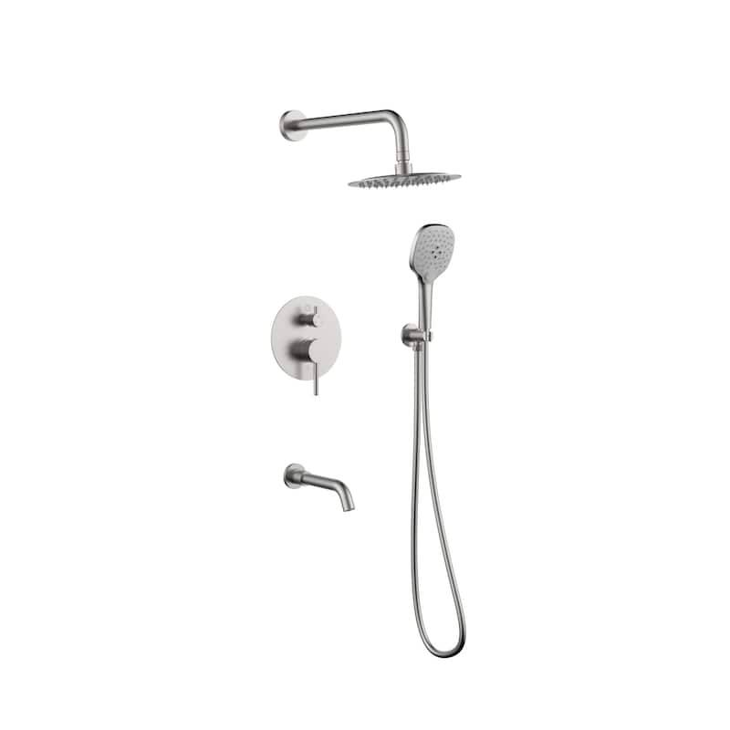 Indigo Home Complete Shower and Tub Faucet with Rough-in Valve - Brushed Nickel