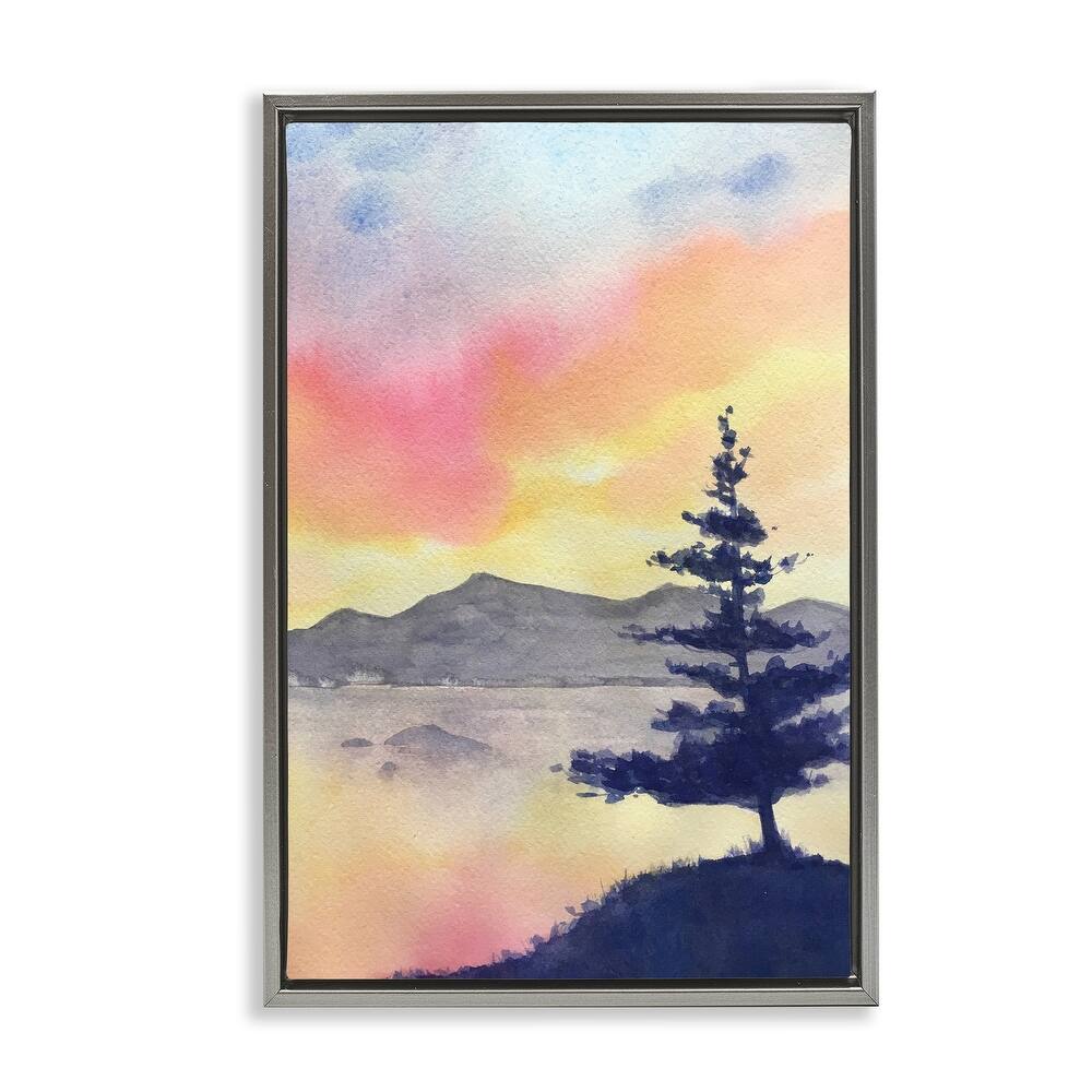 Stupell Radiant Sunset over Lake Framed Floater Canvas Wall Art Design By Stephanie Fielden
