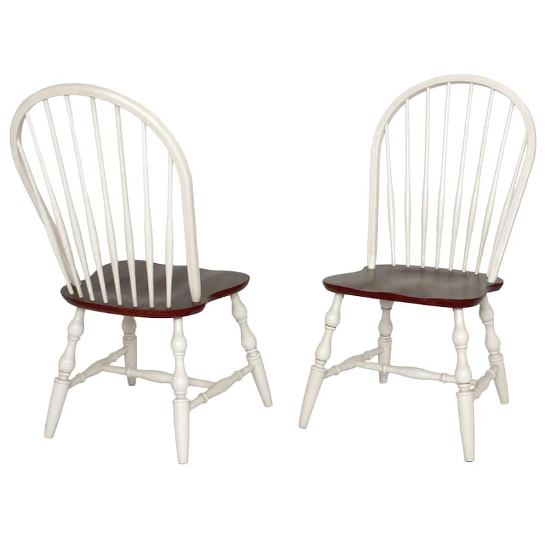 Wooden Side Chairs - 41" - White and Brown - Set of 2