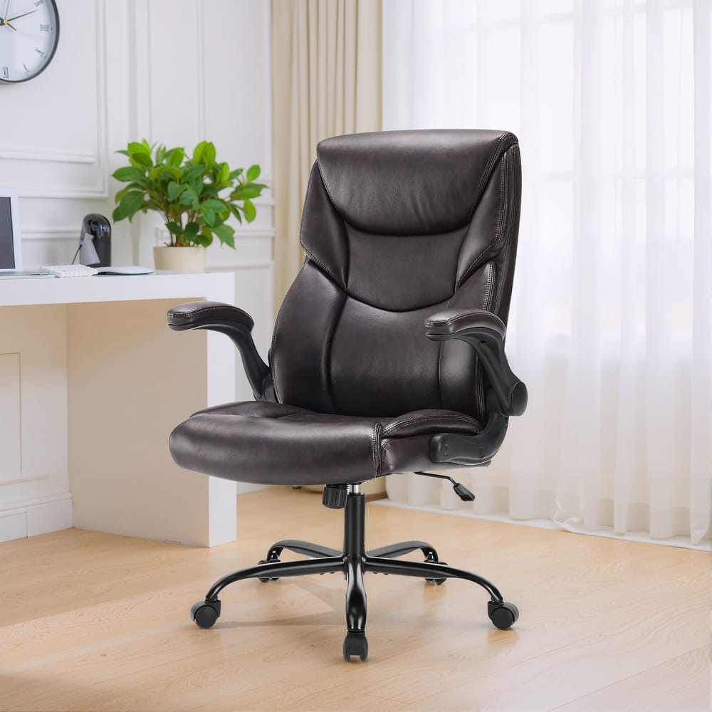 Home Computer Gaming Chair, Ergonomic High Back Heavy Duty Task Desk Office Chairs with Wheels, Flip-up Arms, Adjustable Height