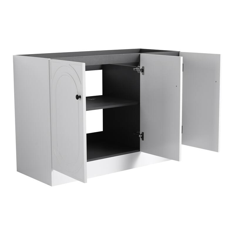 Modern 48 Inch Freestanding Bathroom Vanity Base without Sink, Storage Cabinet with Soft-Close Doors and Adjustable Shelves