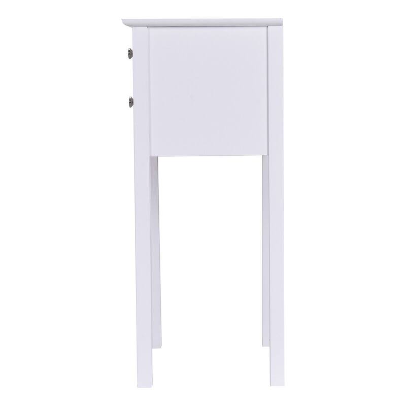 Gymax 2 PCS Side Table End Accent Table Night Stand W/ 2 Drawers White