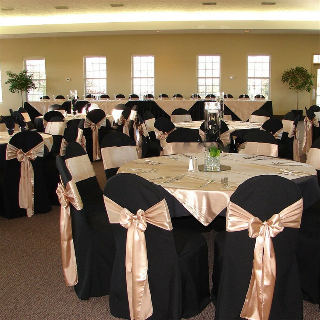 50 PCS Universal Black Chair Covers Stretch Spandex for Wedding