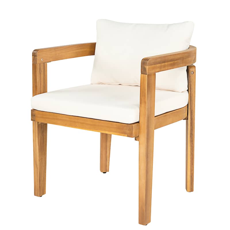 Christopher Knight Home - Acacia Wood Outdoor Patio Dining Chair Set with Cushions