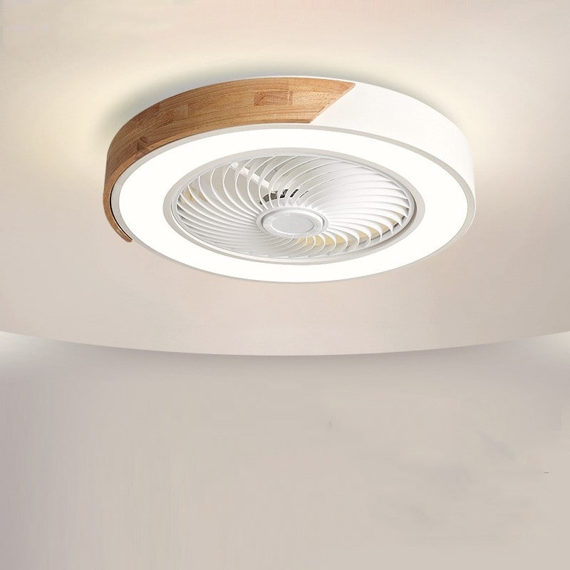 22In Enclosed Low Profile Dimmable Ceiling Fan With Light Wood/Acrylic - 22" - White