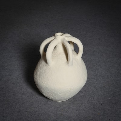 Paper Mache Vase Dia 15.8" & H 19.8" - OFF-WHITE