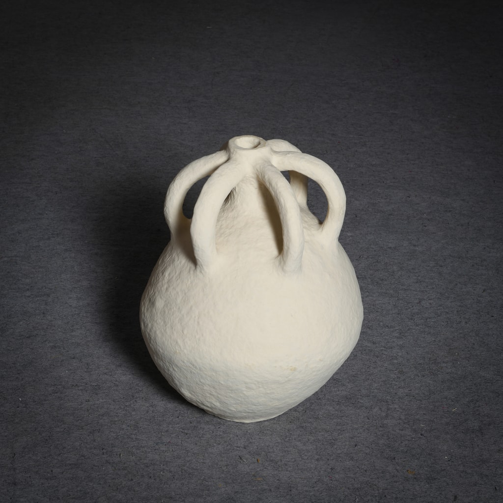 Paper Mache Vase Dia 15.8" & H 19.8" - OFF-WHITE