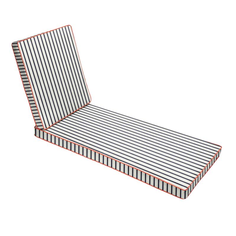Sorra Home Sunbrella Outdoor Chaise Lounge Cushion - Lido Indigo - 79 in L x 25 in W x 3 in D
