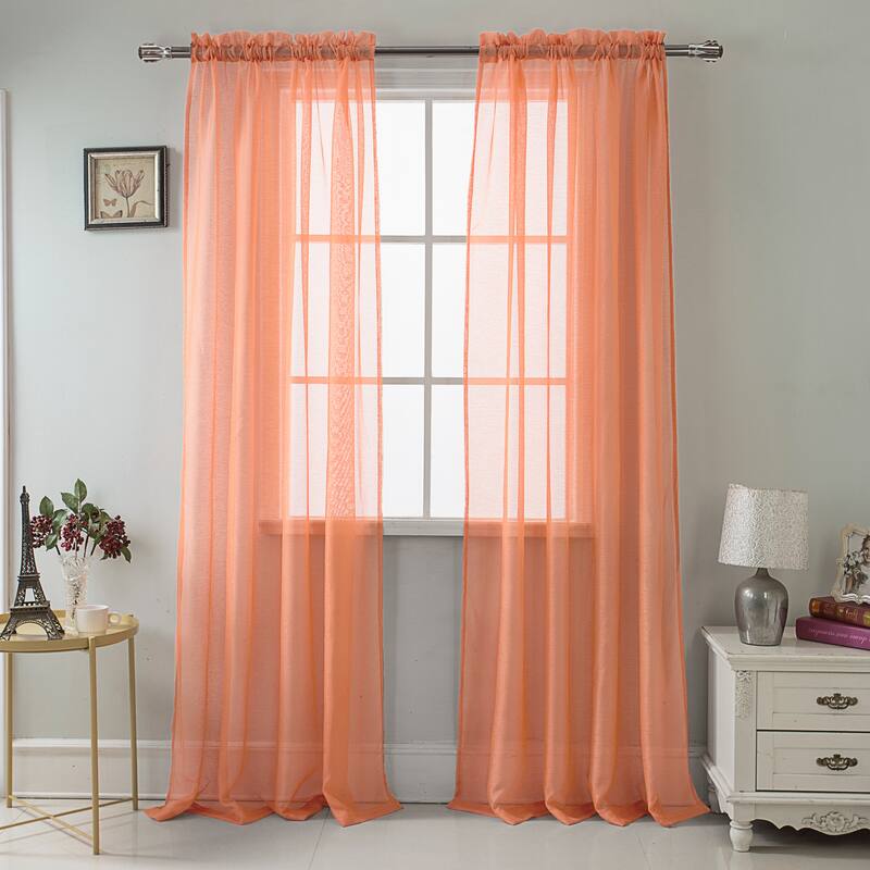 RT Designer Collection Celine Sheer 84 or 90-inch Rod Pocket Curtain Panel - 54" x 90" - Terracotta