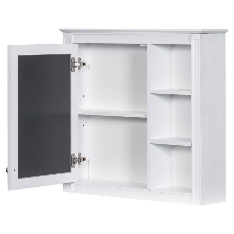 30'' x 28'' Wall Mounted Storage Cabinet for Bathroom,Mirror Cabinet with 3 Open Shelves