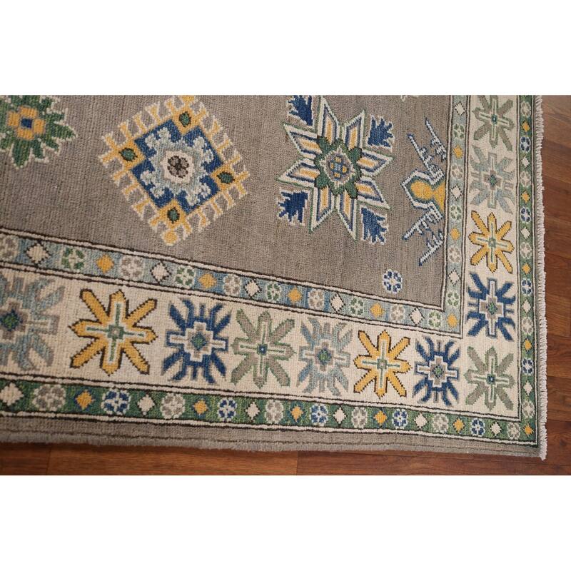 Oriental Grey Kazak Area Rug Handmade Wool Carpet - 5'0" x 6'10"