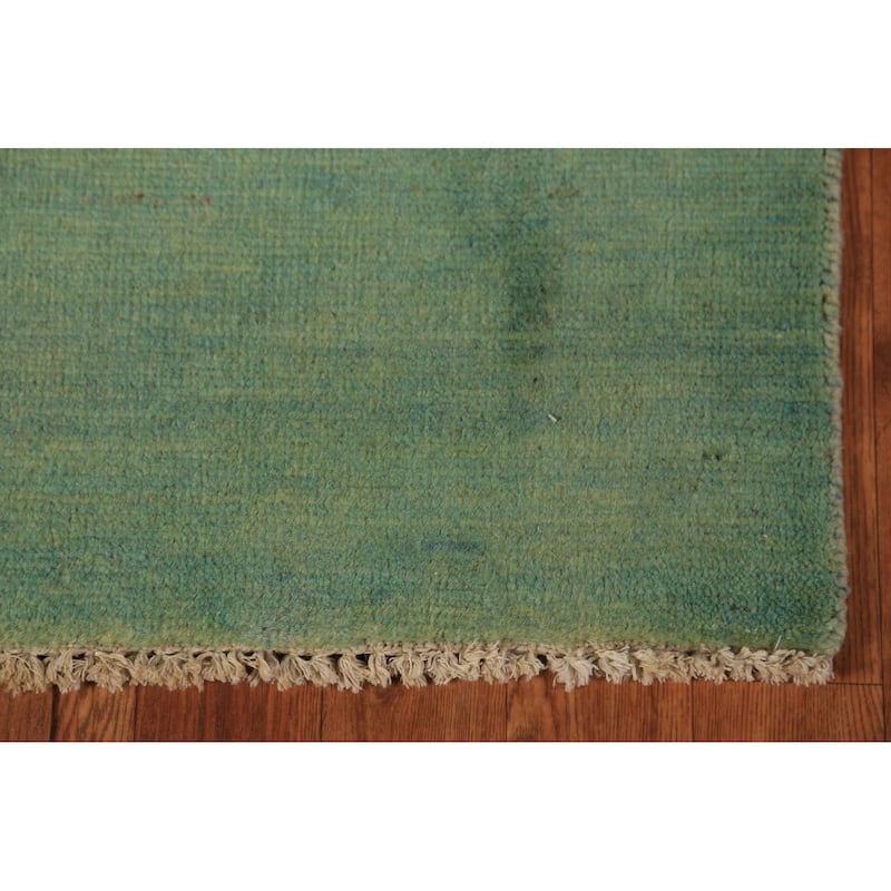 Green Gabbeh Oriental Rug Handmade Wool Carpet - 2'7" x 3'11"
