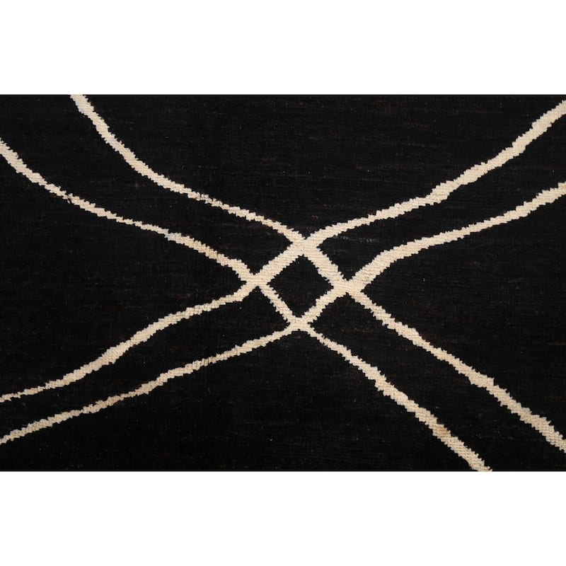 Vegetable Dye Contemporary Moroccan Wool Area Rug Hand-knotted Carpet - 7'10" x 9'8"