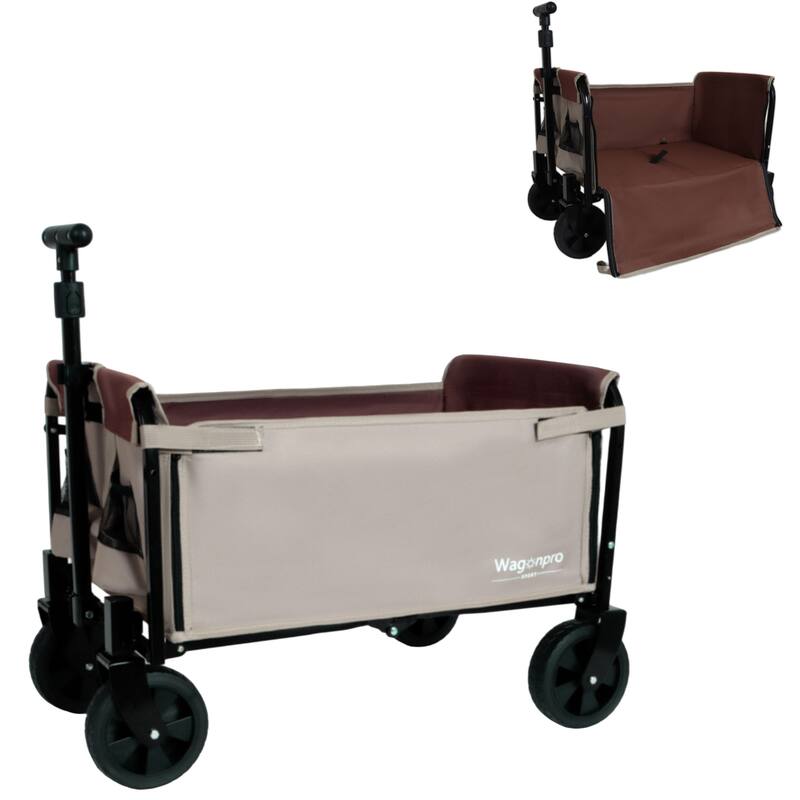All-in-One Convertible Folding Wagon with Bench Seat, Storage & Dog Tether - Heavy-Duty Utility Cart