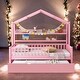 preview thumbnail 20 of 25, Twin Size Wooden House Bed Kids Bed with Trundle and Shelf for Home