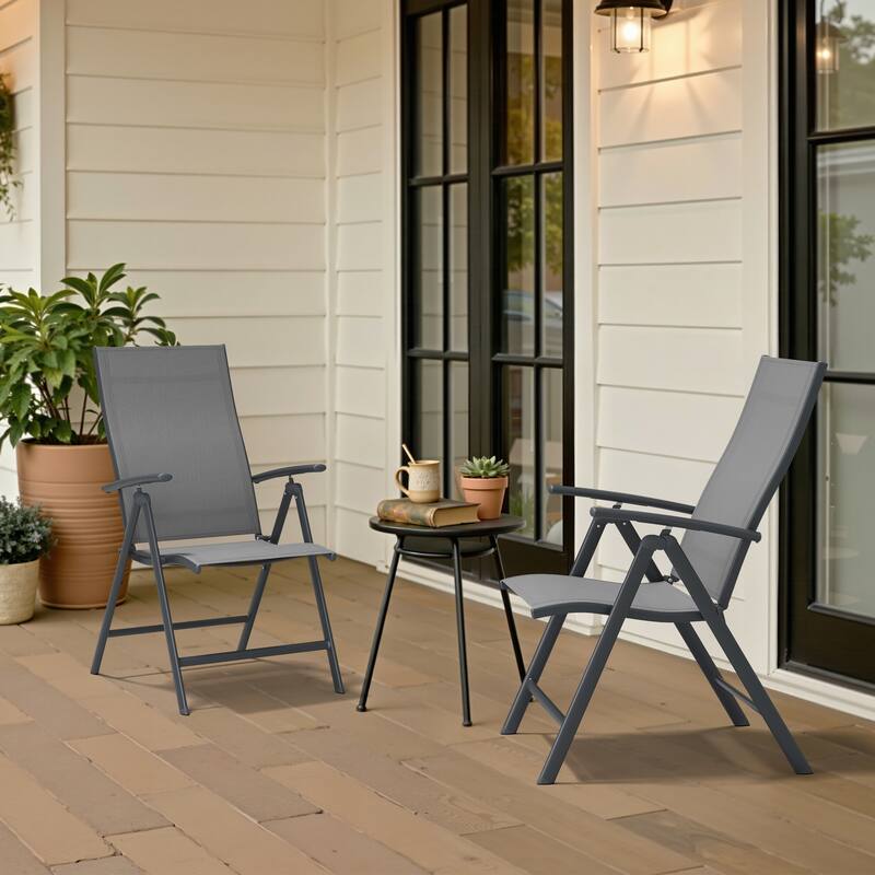 Outdoor Folding Patio Chair Set Adjustable Dining Chairs Set of 2/4/6