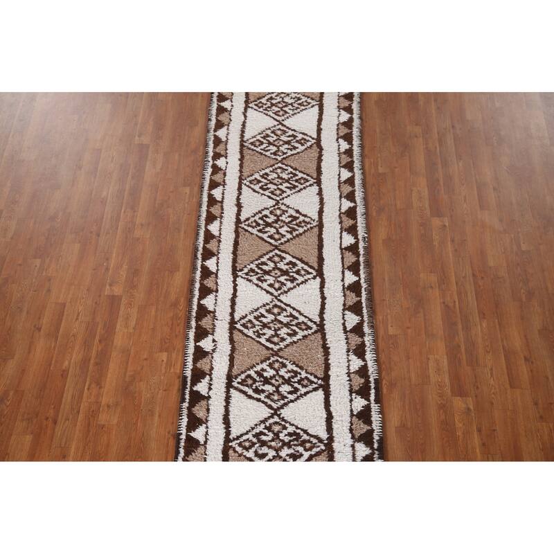 Natural Dye Tribal Anatolian Turkish Runner Rug Handmade Wool Carpet - 2'9"x 11'5"
