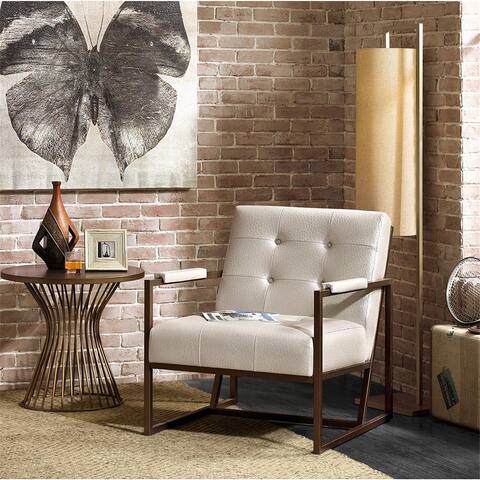 Strick & Bolton Normani White Faux Leather Lounge Chair