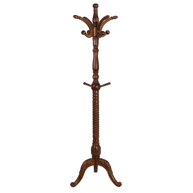 Creative Solid Ash Wood Freestanding Coat Rack with 8 Hooks
