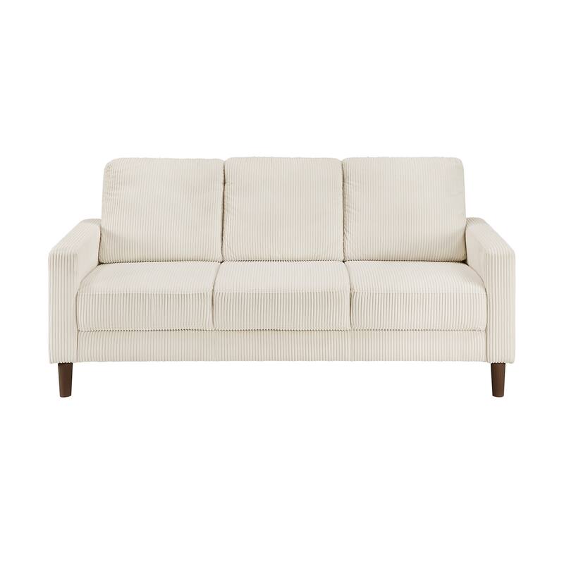 Caspian 76.5" Corduroy Living Room Sofa - Wood Finish Exposed Feet