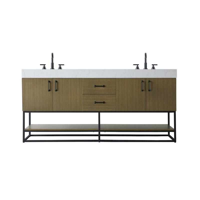 Elegant Lighting VF29272D Caroline 72" Free Standing Double Basin - Chestnut Brown