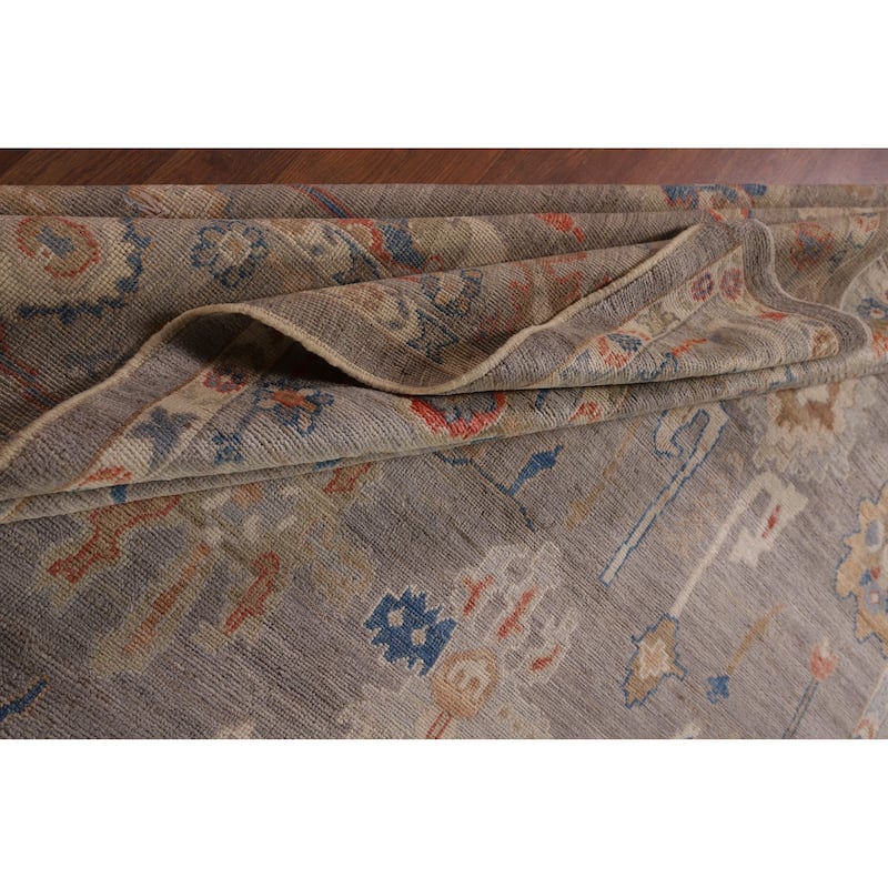 Grey Oushak Turkish Area Rug Hand-Knotted Vegetable Dye Wool Carpet - 8'4" x 9'11"