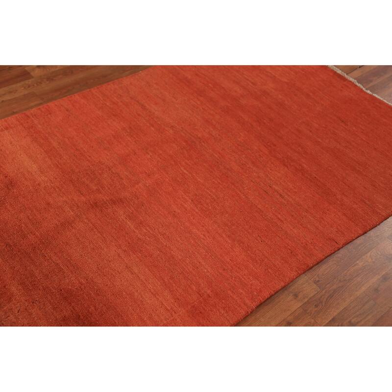 Orange Gabbeh Modern Rug Handmade Bedroom Wool Carpet - 4'0" x 6'0"
