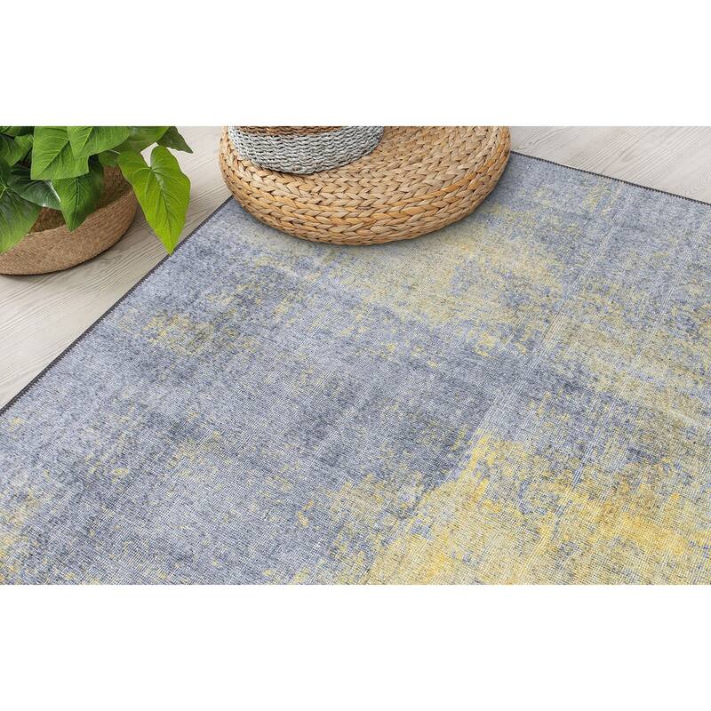 Contemporary Abstract Machine Washable Area Rug