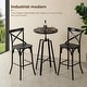 preview thumbnail 12 of 60, Glitzhome Industrial Modern Adjustable Bar Table Rustic Steel 3-Piece Pub Sets