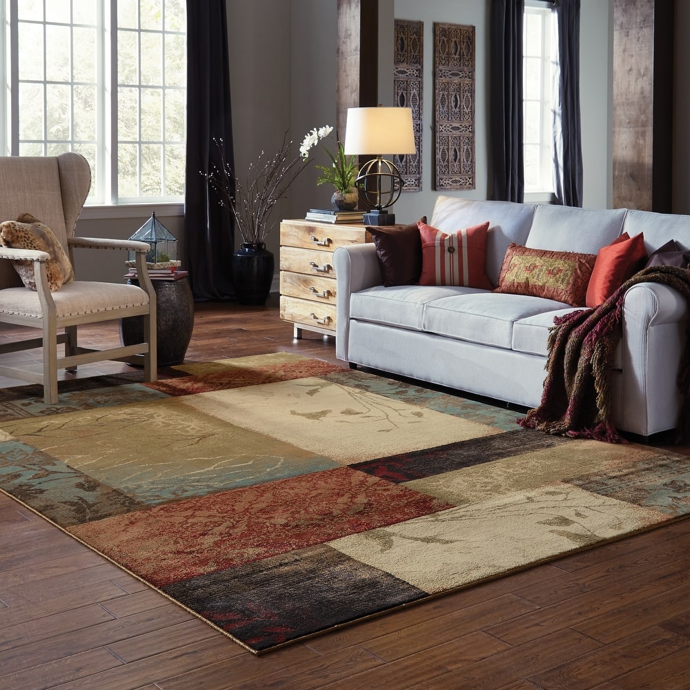 Vista Home Harlow Color Block Blue/Gold/Red Area Rug.