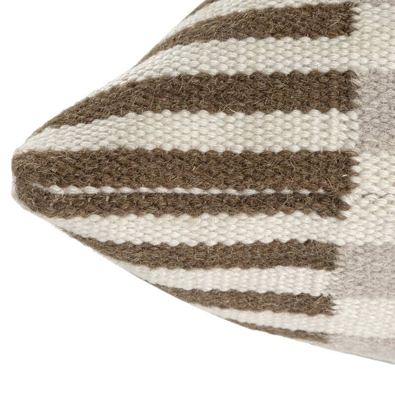 Handmade Striped Throw Pillow - 24" - Brown and Cream