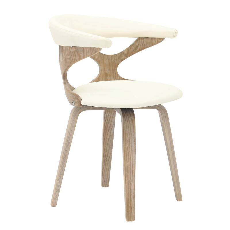 Klyne Leather Dining Chair with Poplar Wood Frame - Mid-Century Wooden Accent Chair with Swivel Base Set of 4