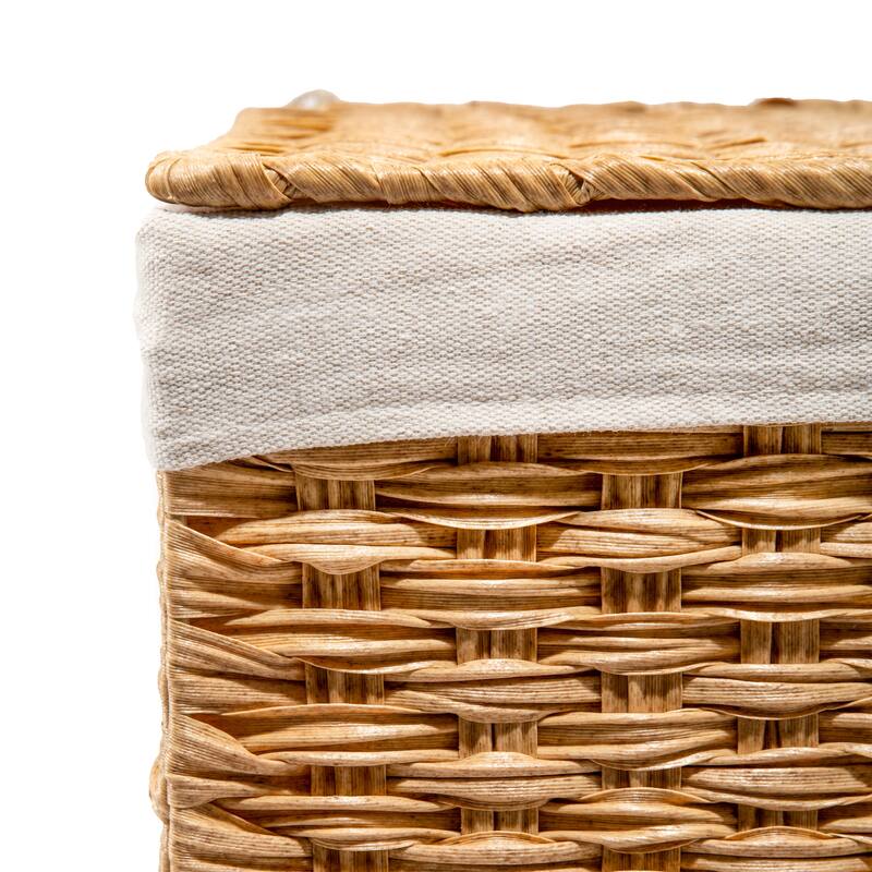 Seville Classics Lidded Foldable Portable Rectangular Laundry Hamper Basket with Washable Liner