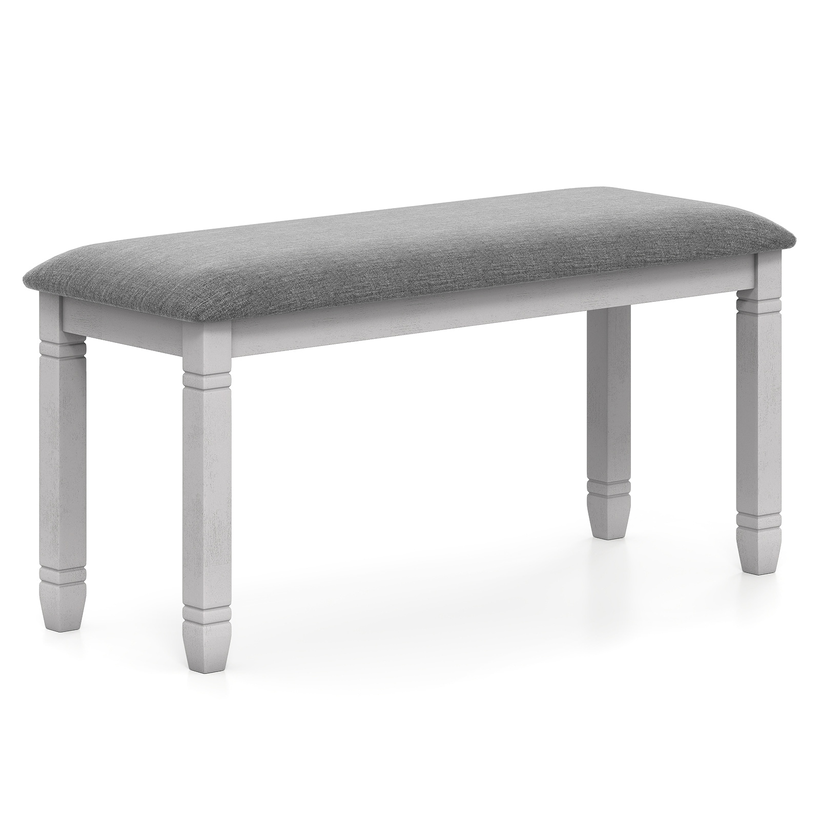 Gymax Upholstered Bedroom Bench w/ Padded Seat & Solid Wood Legs for