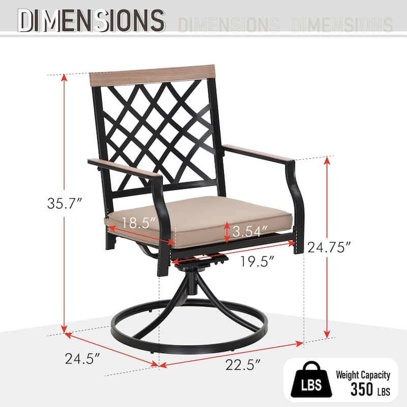 MAISON ARTS 9-Piece Patio Dining Set, 60 Inch Square Metal Table with 8 Swivel Dining Chairs