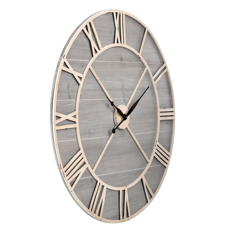 StyleCraft Antique Ivory and Driftwood Wall Clock