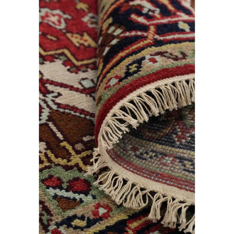 Hand Knotted Oriental 100% Wool Carpet Traditional Medallion Oranges & Rust Heriz (serapi) Area Rug - 5' 11'' X 4' 0''