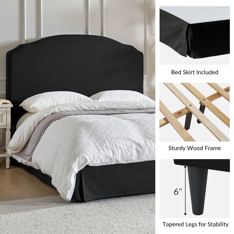 Kristian Traditional Bedroom Machine Washable Slipcovered Bed with Variety Fabric Choice Set-QB by HULALA HOME