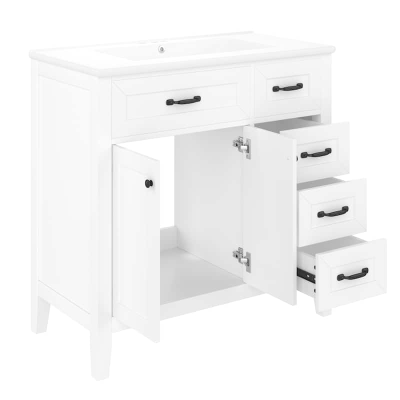 Bathroom Vanity with Sink, Bathroom Vanity Set with Drawers, Freestanding Storage Cabinet with 2 Soft Close Doors