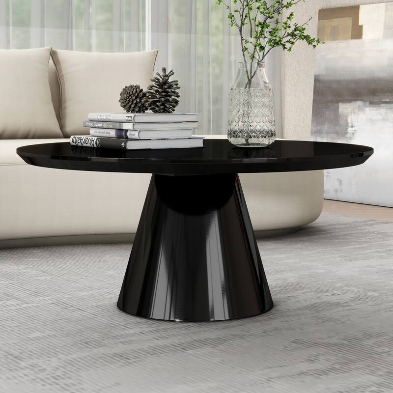 SHYFOY Modern Cone Coffee Table for Living Room, High Gloss Finish, 35