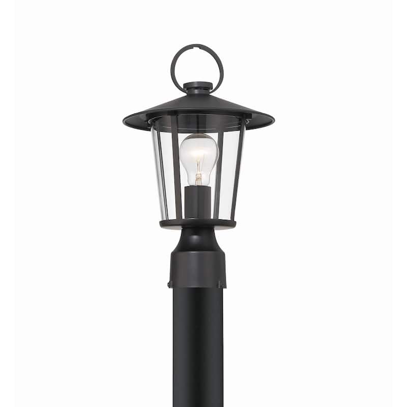 Andover 1 Light Matte Black Outdoor Lantern Post - 9"W x 14.5"H