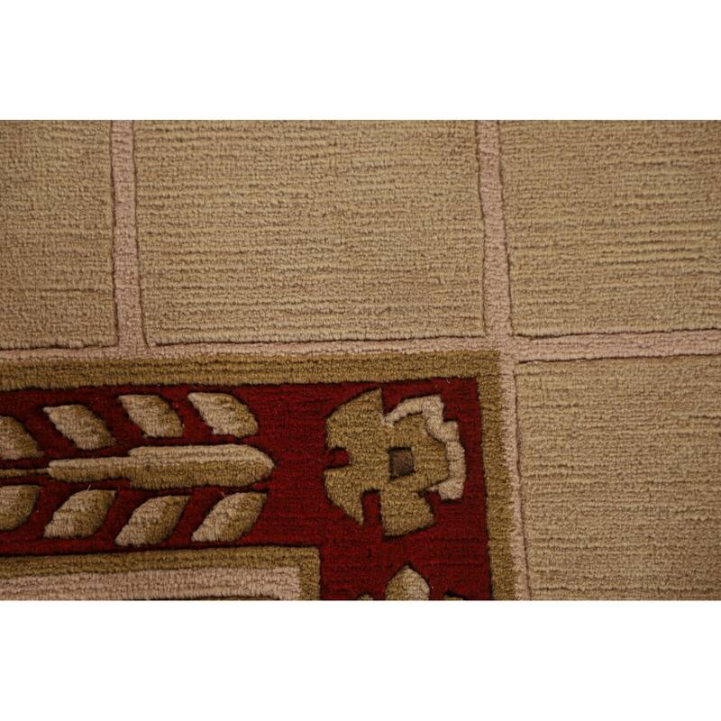 Geometric Nepalese Oriental Area Rug Handmade Wool Carpet - 8'11"x 11'10"